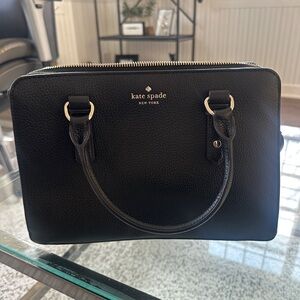 kate spade Black Pebbled Leather Satchel with Gold Hardware